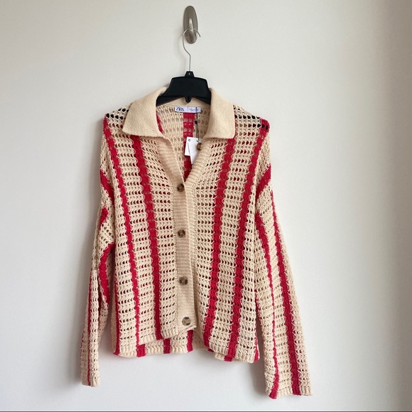 NWT Zara 2-Piece Openwork Knit Jacket & Shorts Set - Picture 7 of 12